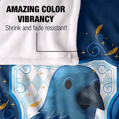 Warner Brothers Harry Potter Watercolor Ravenclaw Crest Fleece Blanket, White and Multicolour, W/D/H: 152 x 127 x 1 cm – 3