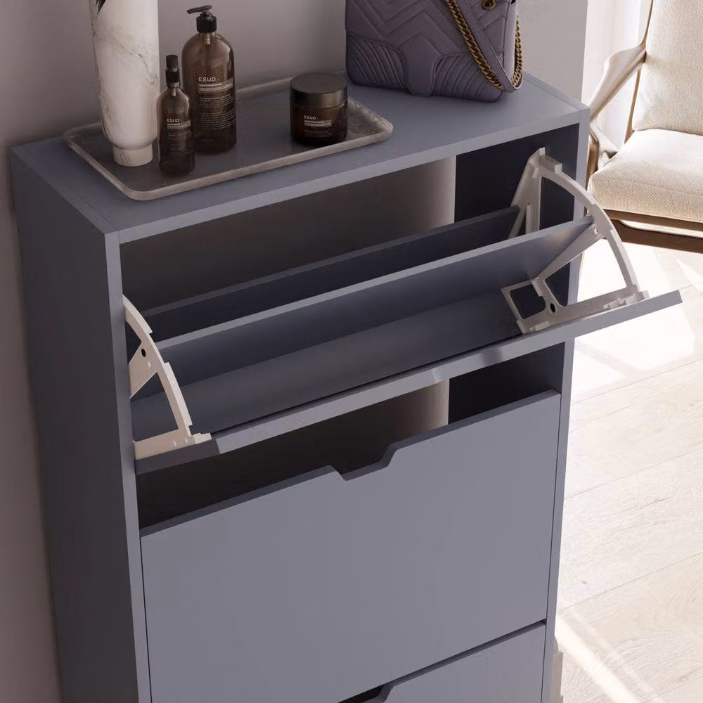 HD Designs Vida Designs Modern 3 Drawer Grey Shoe Cabinet with Tilting Compartments – 4
