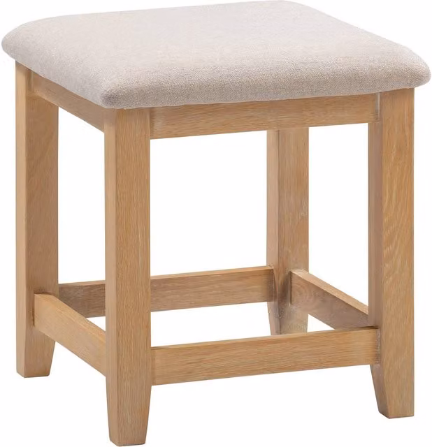 Seconique Windsor Ivory Dressing Table Stool in Light Oak with Beige Fabric Seat