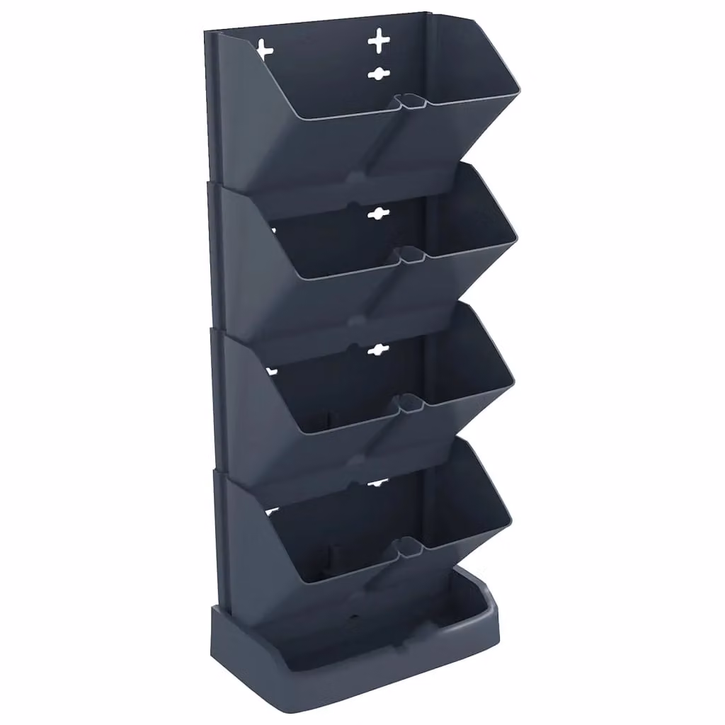 Berkfield Home 4-Piece Vertical Garden Planter Set in Anthracite and Black Polypropylene – 2