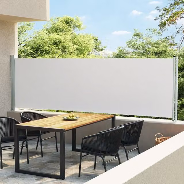 Berkfield Home Patio Retractable Side Awning in Beige, W/D/H: 140 x 600 cm