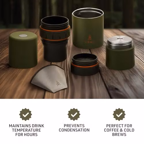 VSSL Nest Pour Over Coffee Kit with Two Double Walled Mugs, Green – 4