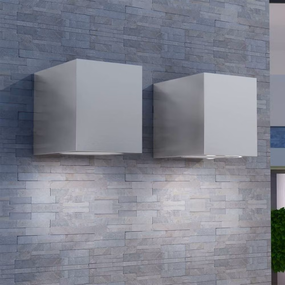 Berkfield Home Cube Outdoor Wall Lights, 2 Pack, Silver – 2