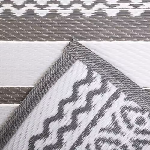 Charles Bentley Geometric Striped Woven Outdoor Garden Rug, Grey and Black, W/D: 170 x 120 cm – 3