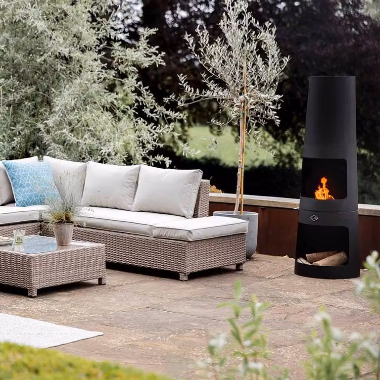 Casa Mia Primo Black Steel Wood Burning Chiminea