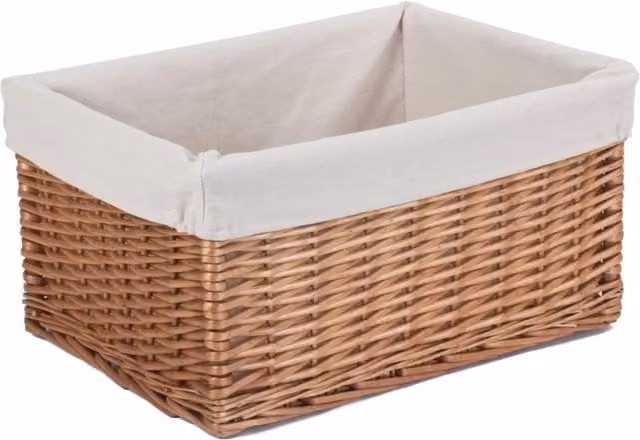 Red Hamper Double Steamed Wicker Storage Basket with White Lining
