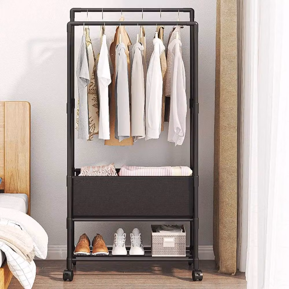 Kelvenix Matt Black Metal Double Rail Clothes Garment Hanging Rack – 4