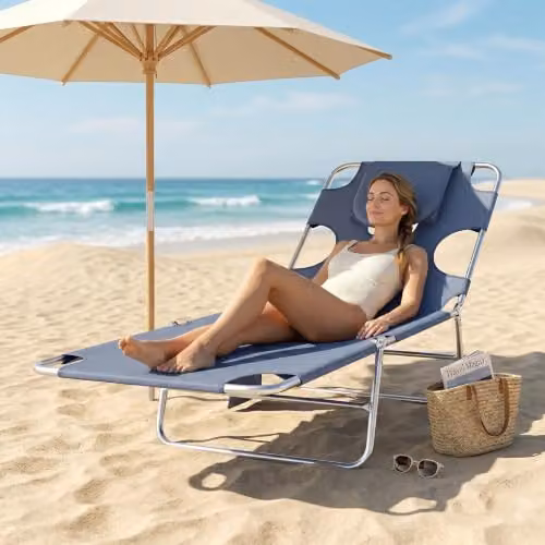 Outsunny Grey Foldable Sun Lounger with Adjustable Headrest and Textilene Fabric – 8