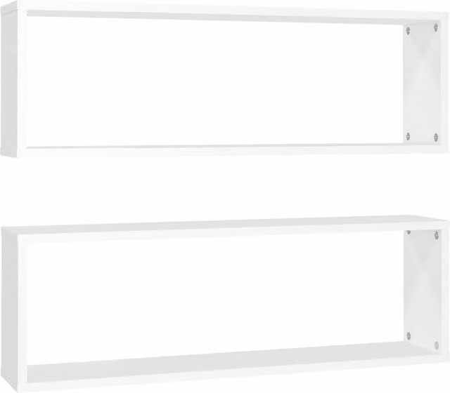 Berkfield Home Wall Mounted Cube Shelf, 2 Piece Set, White, W/D/H: 80 x 15 x 26.5 cm