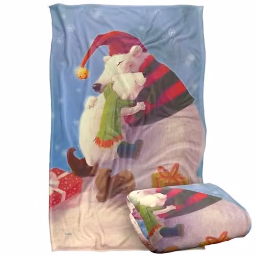 JQ Licensing Christmas Santa Bear Hug Super Soft Silky Touch Fleece Throw Blanket, Multicolour, W: 91 cm, D: 147 cm – 1