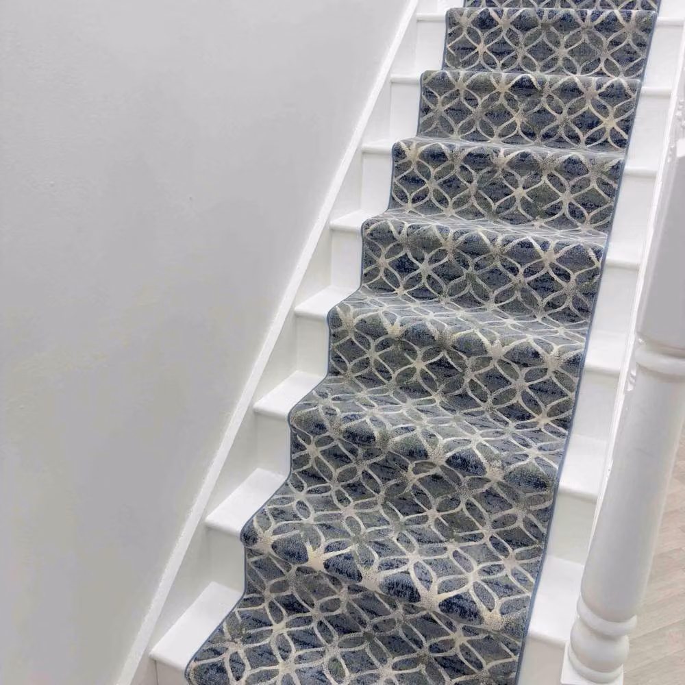 runrug Eclipse Blue Geometric Stair Runner Carpet, W: 66 cm, L: 690 cm – 2