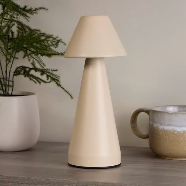 Adjustable Rechargeable LED Cone Table Lamp in White or Beige