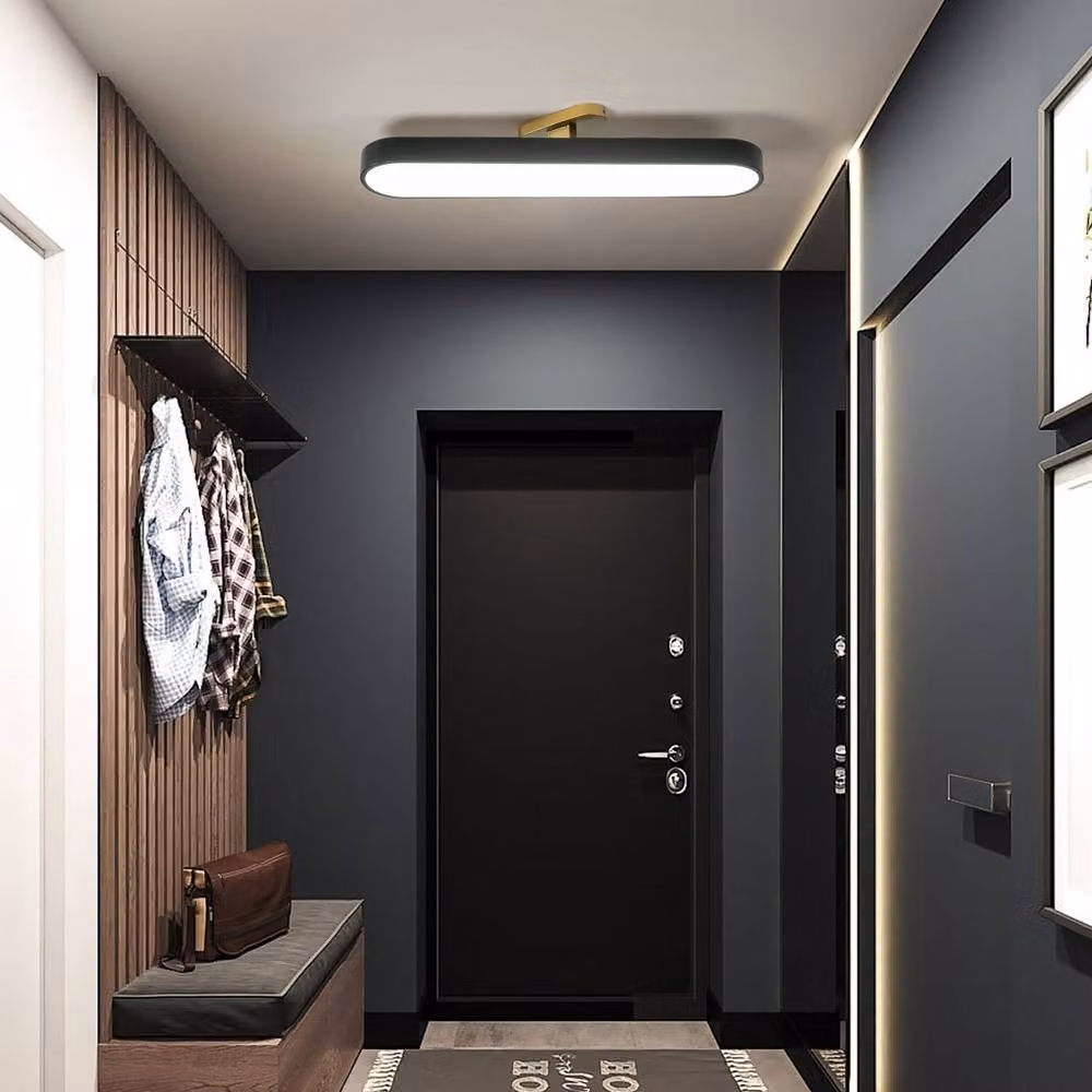 NIVOR 42W Dimmable Acrylic and Metal Linear LED Ceiling Light with Remote Control in Black – 6