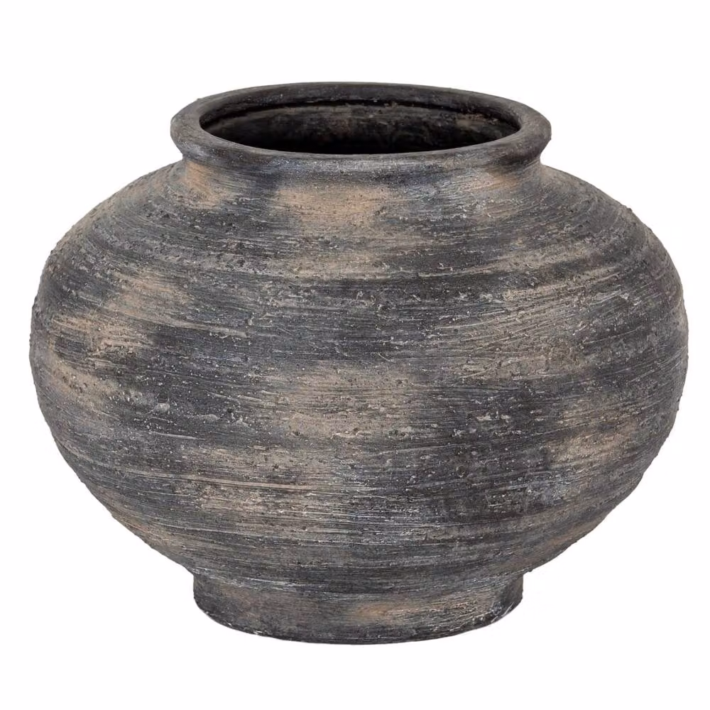 Wyld Haus Bramble Dark Aged Squat Layered Ceramic Vase in Black – 2