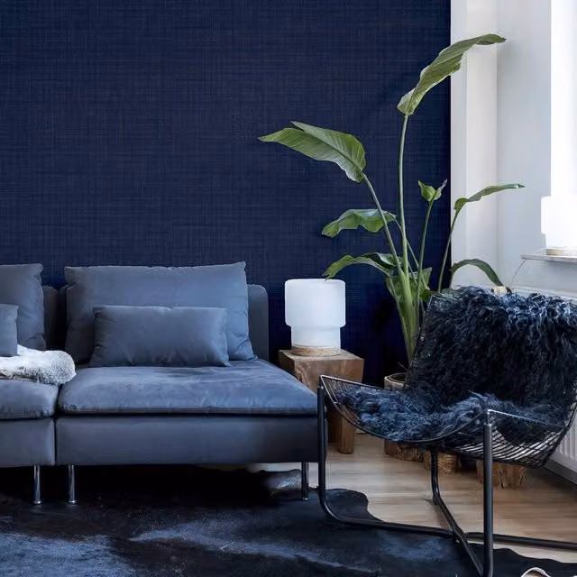 Arthouse Weave Texture Plain Blue Wallpaper – 3