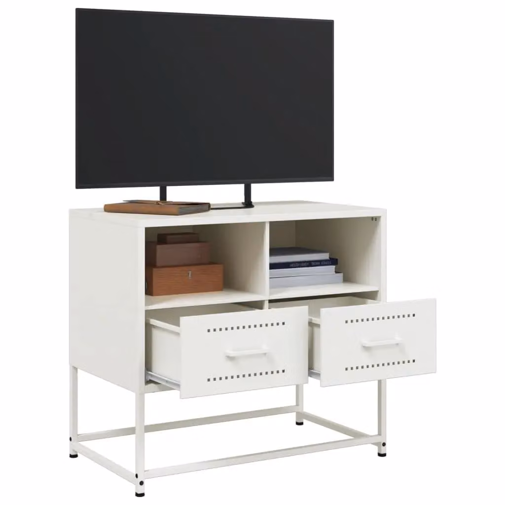 Berkfield Home Industrial White Metal TV Cabinet W: 68 cm, D: 39 cm, H: 60.5 cm – 4