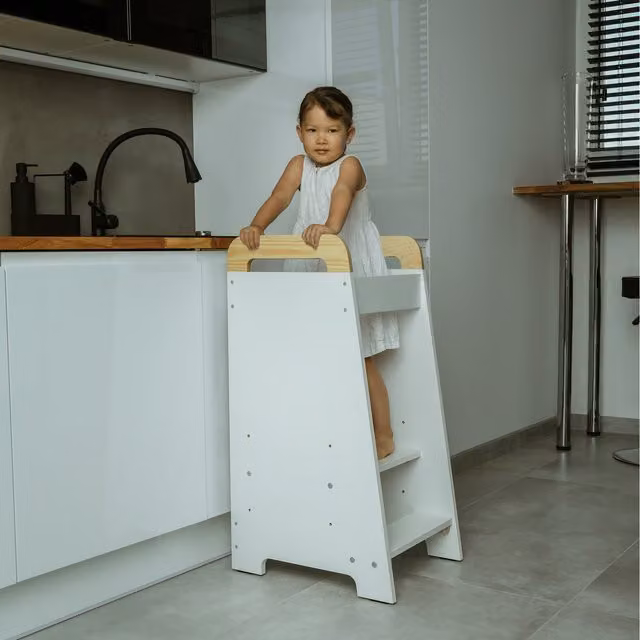Love For Sleep Original Kitchen Tower in White and Pine Wood