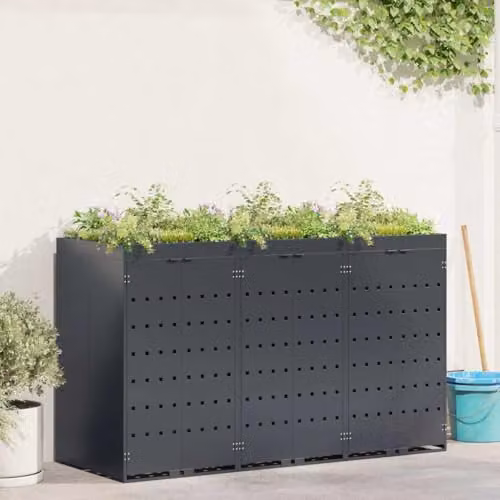 vidaXL Wheelie Bin Storage for 3 Bins, Anthracite, W/D/H: 204 x 77.5 x 121.5 cm – 2