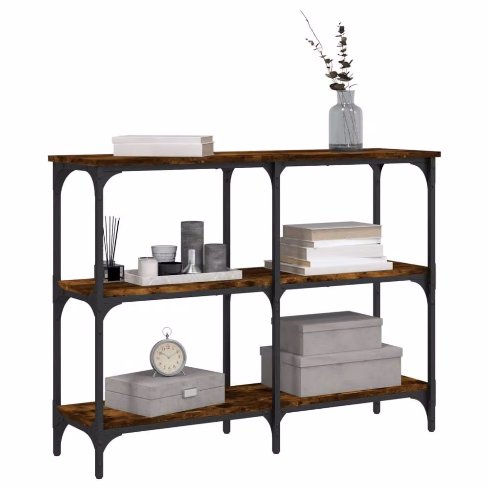 Berkfield Home Smoked Oak Console Table in Brown, W/D/H: 100 x 29 x 75 cm – 3