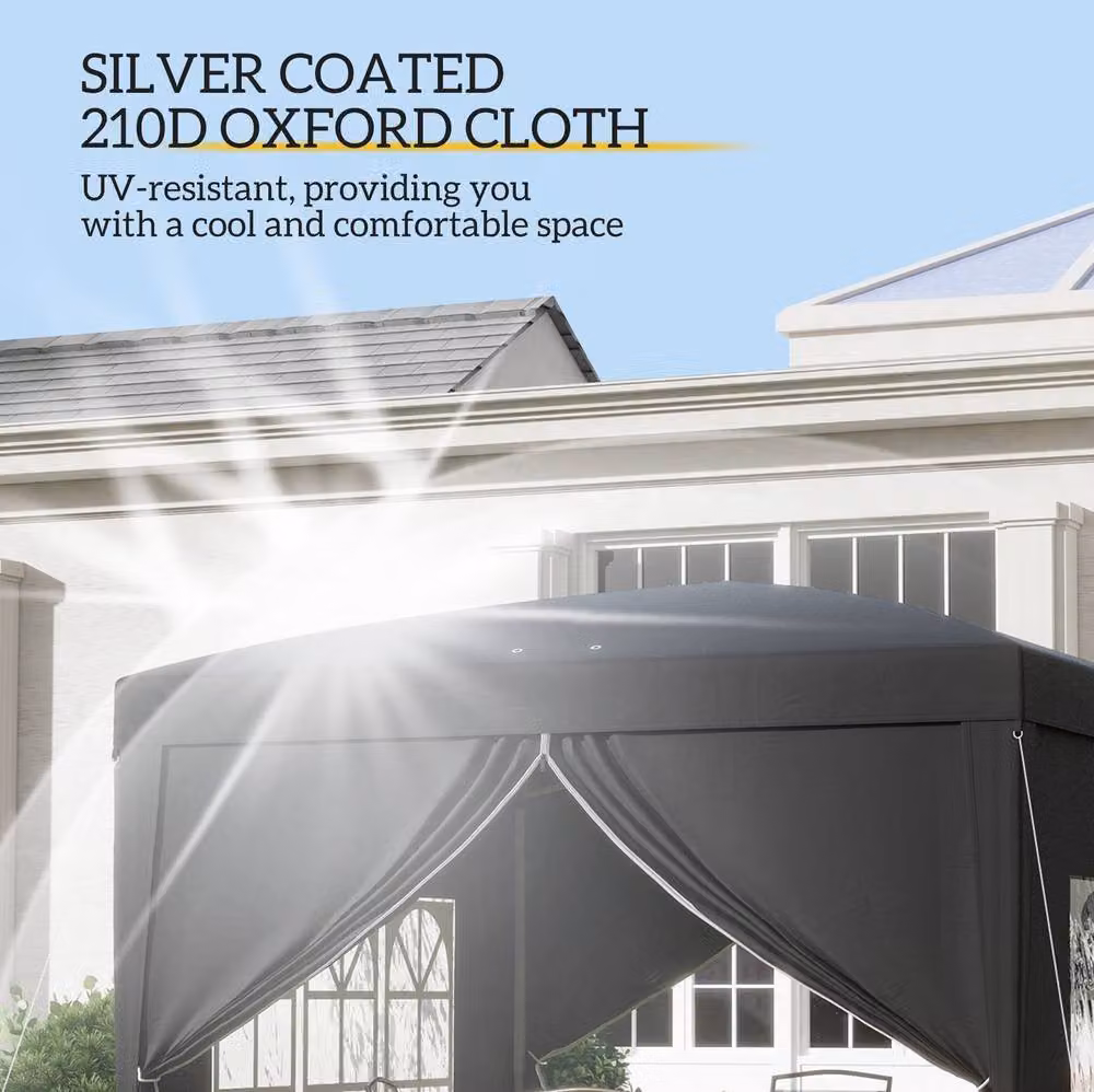 STILVORA Pop-Up Gazebo with Removable Walls and Windows, Black, W/D/H: 300 x 300 x 196 cm – 6