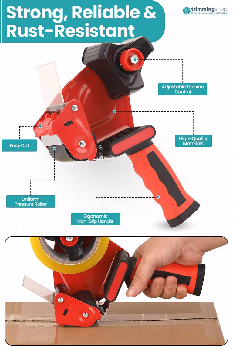 Neel Blue Heavy-Duty 2-Inch Tape Dispenser with Serrated Edge in Red and Blue