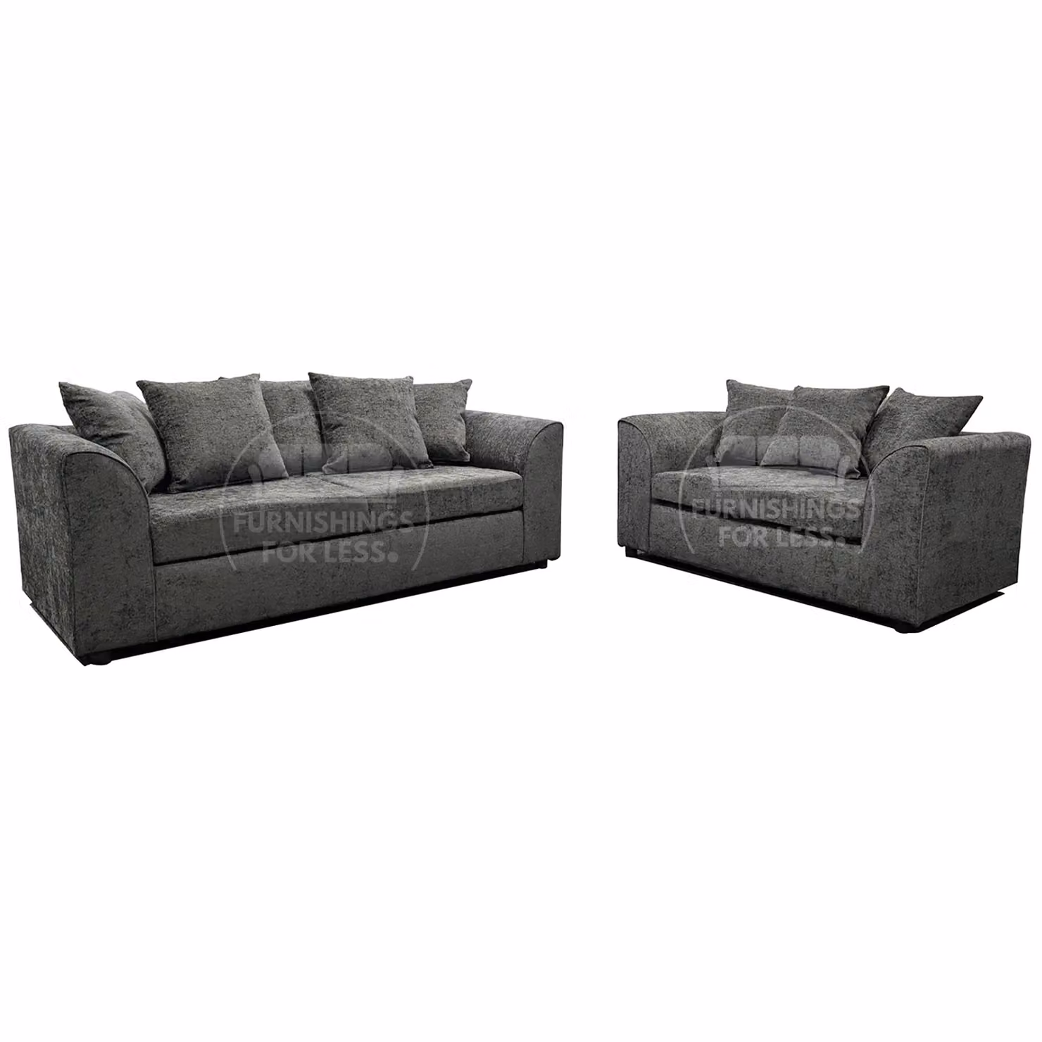 Furnishings For Less UK Monaco Chenille Fabric 3 and 2 Seater Sofa Set in Grey – 2