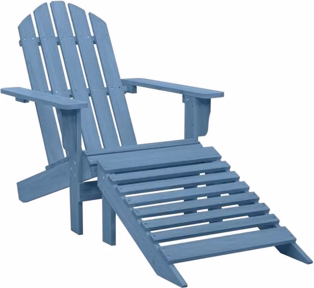 Berkfield Home Garden Adirondack Chair with Ottoman in Blue Solid Fir Wood – 1