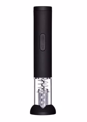 BarCraft Electric Corkscrew Wine Opener with Foil Cutter, Black and Transparent Plastic, H 26.5 cm x W 4.5 cm – 1