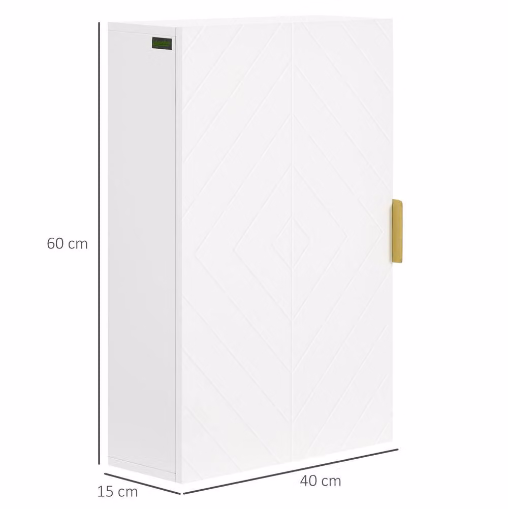 STILVORA Modern Wall Mounted Bathroom Cabinet with Adjustable Internal Shelves in White and Gold – 3