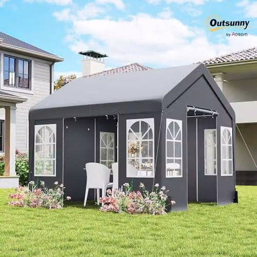 Outsunny Heavy Duty Garden Gazebo with Sides and Windows, Grey, W/D/H: 300 x 300 x 278 cm – 2