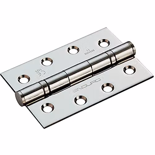 Loops Pair of Stainless Steel Ball Bearing Hinges in Silver, W/D/H: 102 x 68 x 2.2 mm