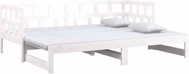 Berkfield Home White Solid Wood Pine Pull-out Day Bed W/D/H: 204 x 90 x 69 cm