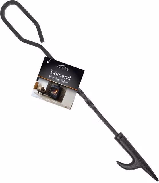 JVL Lomand Fireside Poker Fire Tool for Fireplace or Log Burner in Black