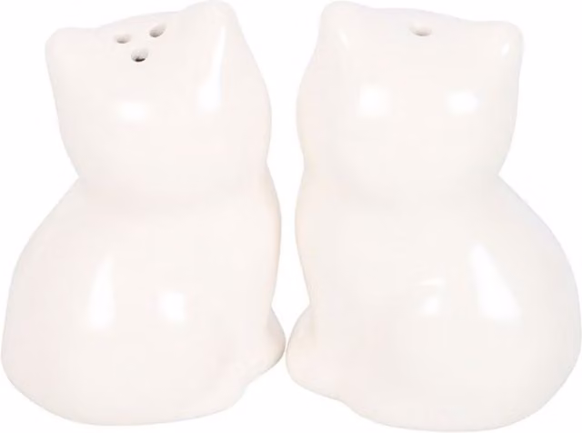KDMK White Cat Shaped Ceramic Salt and Pepper Shakers
