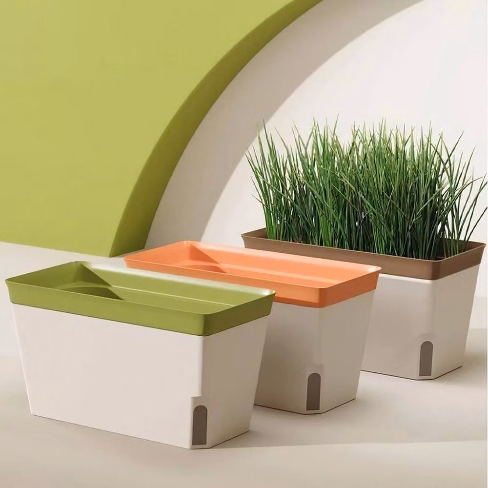 Kelvenix 3-Piece Multicolour Transparent Plastic Self-Watering Plant Pots with Visual Water Level for Indoor, Herb, Vegetable and Ornamental Gardens – 3