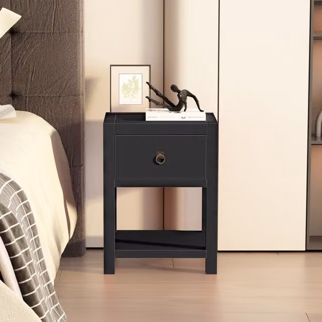 Cabinet Bits Modern Black Metal Bedside Table