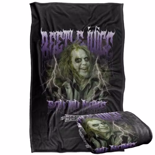 LOGOVISION Beetlejuice Beetlejuice Band Super Soft Silky Touch Fleece Throw Blanket, Multicolour, W/D/H: 91 x 147 cm