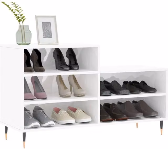 Berkfield Home High Gloss White Shoe Cabinet W/D/H: 102 x 36 x 60 cm