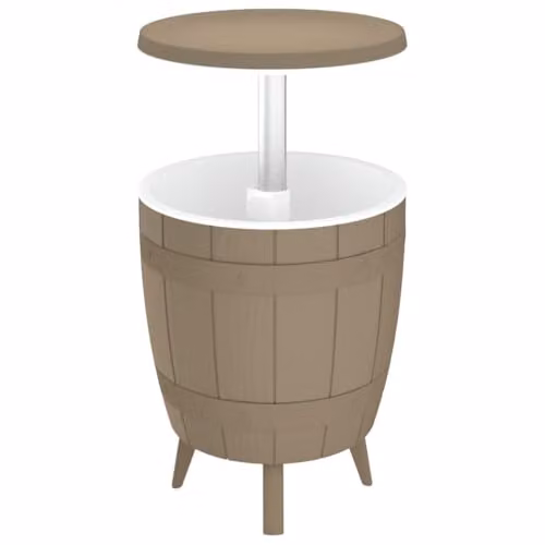 vidaXL 3-in-1 Ice Cooler Table in Brown Polypropylene, W/D/H: 82 x 48 x 48 cm