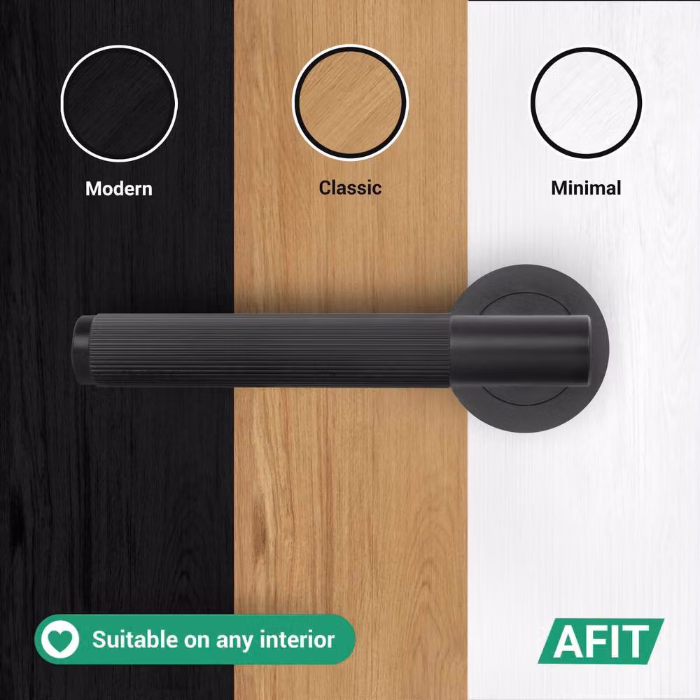 AFIT Matt Black Aluminium Door Handle Latch and Hinge Set – 6