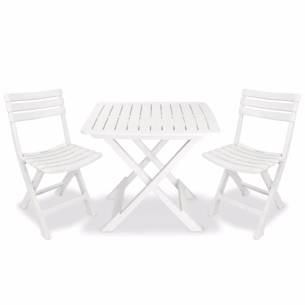 Berkfield Home 3 Piece Folding Bistro Set in White Plastic