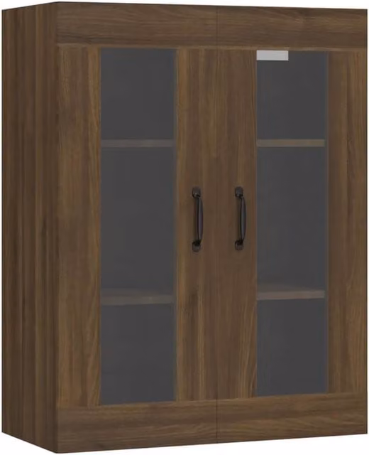 Berkfield Home Hanging Wall Cabinet in Brown Oak with Glass Doors, W/D/H: 69.5 x 34 x 90 cm – 1