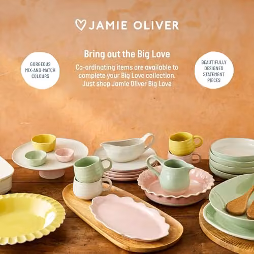 Jamie Oliver Big Love Yellow Cosy Cuppa Set, 2pc Speckled Stoneware Mugs, 375ml each, H: 13 cm, W: 10 cm, D: 7 cm – 4