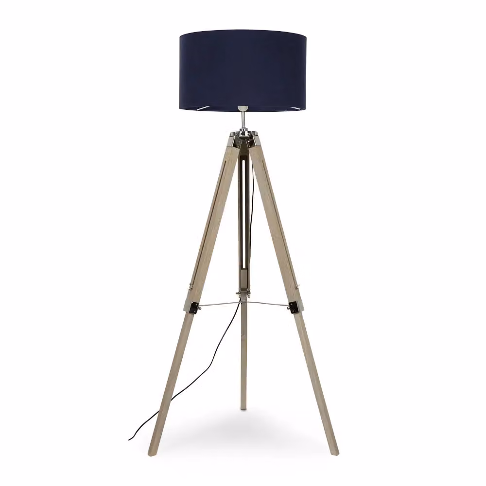 ValueLights Clipper Modern Floor Lamp in Brown and Blue with Wood and Chrome Finish – 2