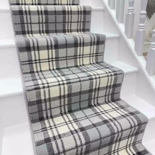 runrug Tartan Stair Runner in Grey