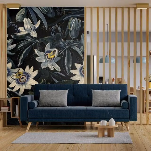 Superfresco Easy Midnight Flora Navy Blue Floral Wall Mural W: 300 cm, H: 280 cm – 1