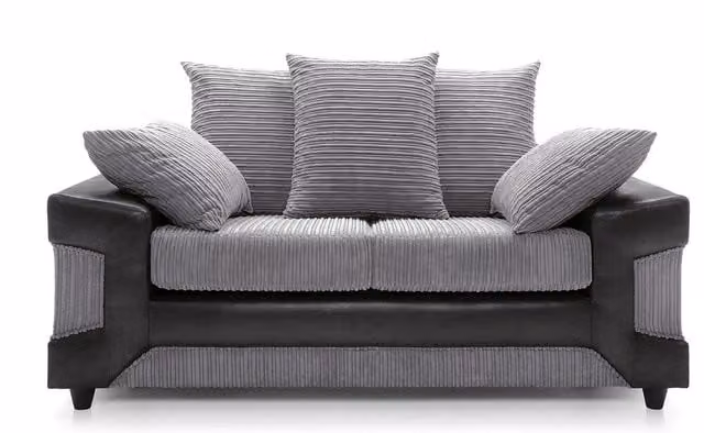 Furniture786ltd DINO 2 Seater Sofa in Black, Grey and Brown Striped Jumbo Cord Fabric