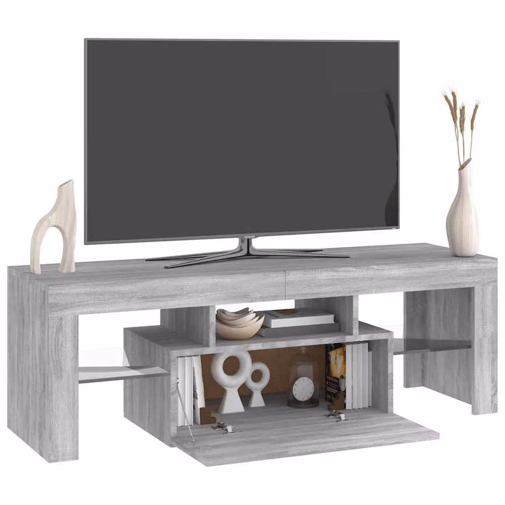 Berkfield Home Modern TV Cabinet with LED Lights in Grey Sonoma, W/D/H: 120 x 35 x 40 cm – 5
