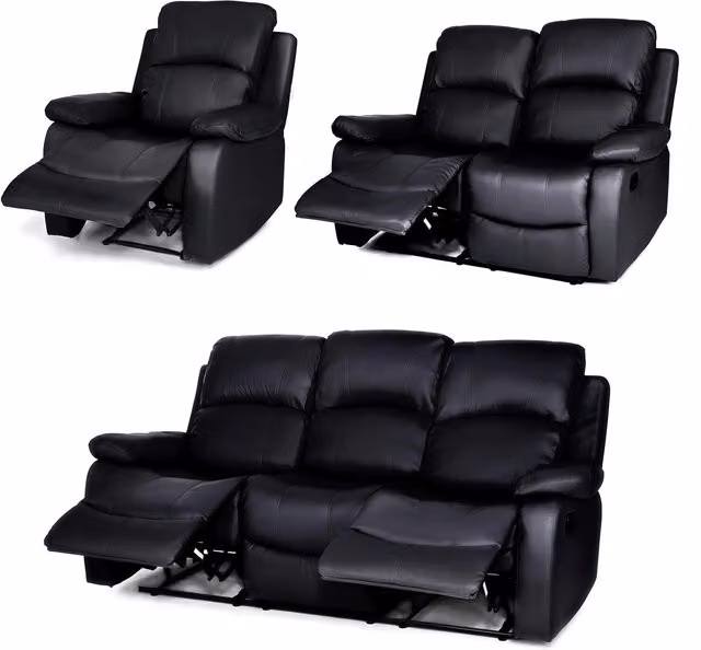 Bravich Modern Manual Recliner Sofa in Black