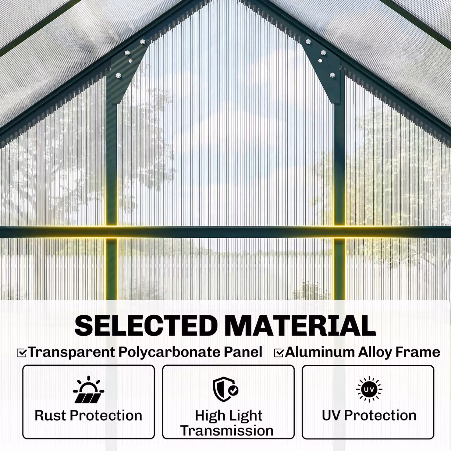 Outsunny Walk-In Polycarbonate Greenhouse with Green Aluminium Frame – 5
